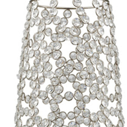 40" Silver Oval Crystal Glass Floor Vase With Faux Crystals
