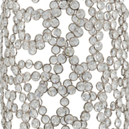 32" Silver Cylinder Crystal Glass Floor Vase With Faux Crystals