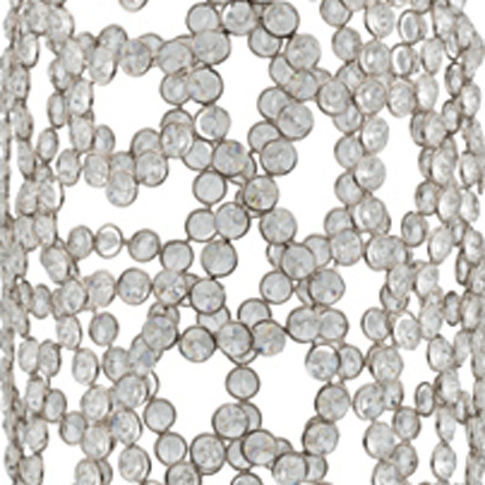 32" Silver Cylinder Crystal Glass Floor Vase With Faux Crystals