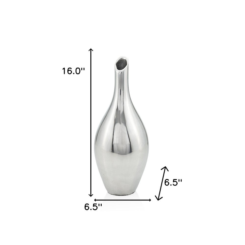 16" Silver Bud Aluminum Table Vase