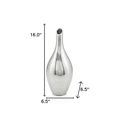 16" Silver Bud Aluminum Table Vase