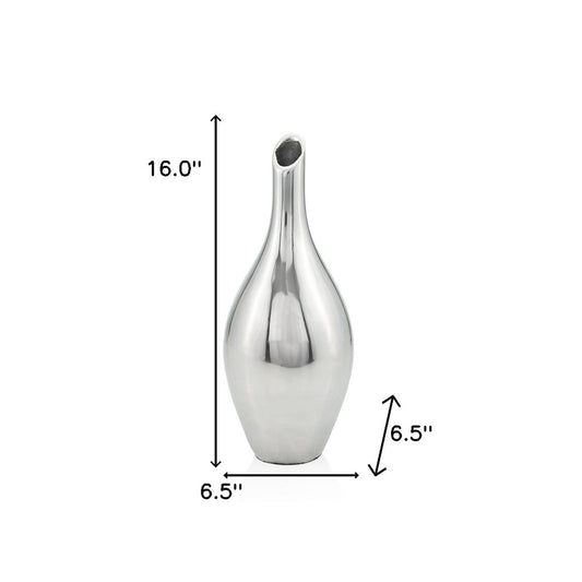 16" Silver Bud Aluminum Table Vase