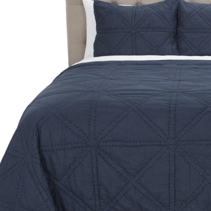 Indigo Geometric Queen Quilt