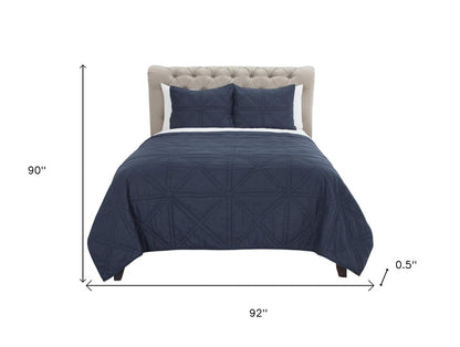 Indigo Geometric Queen Quilt