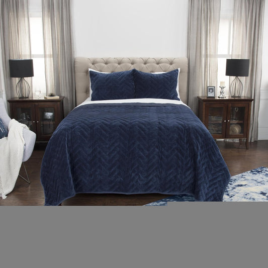 Indigo Geometric Queen Quilt