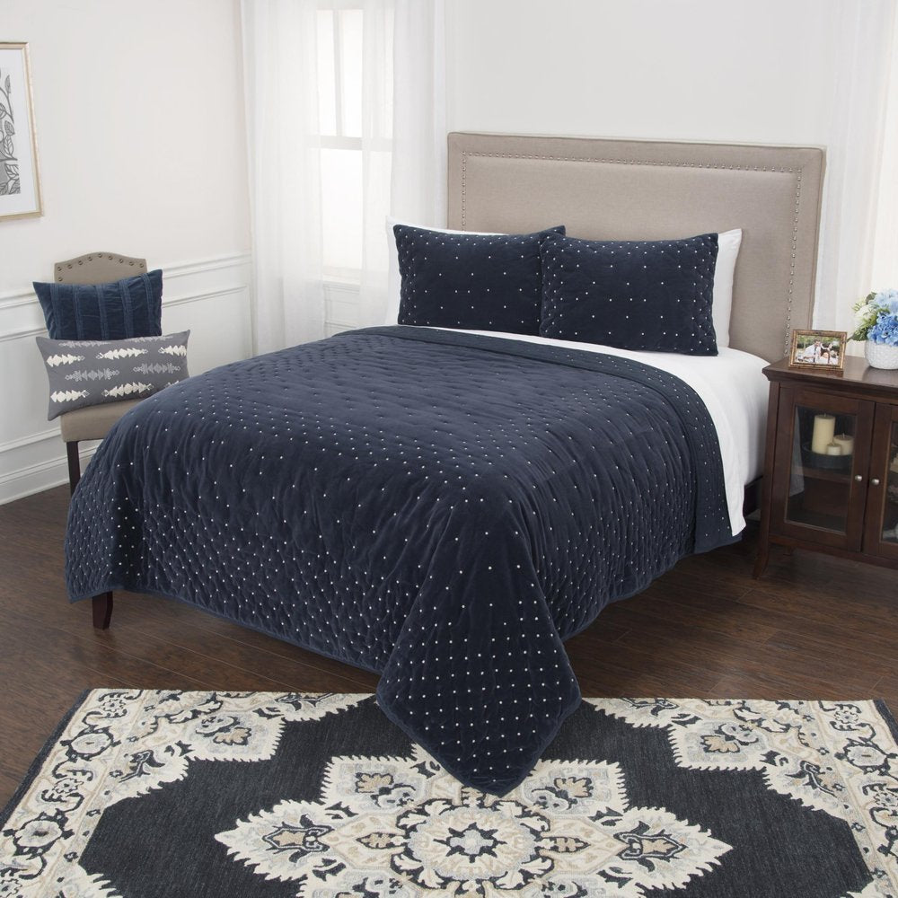 Indigo Polka Dots King Quilt