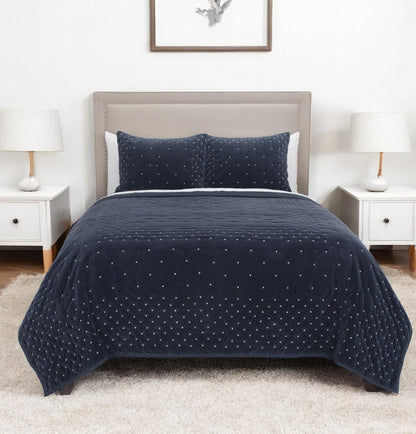 Indigo Polka Dots Queen Quilt