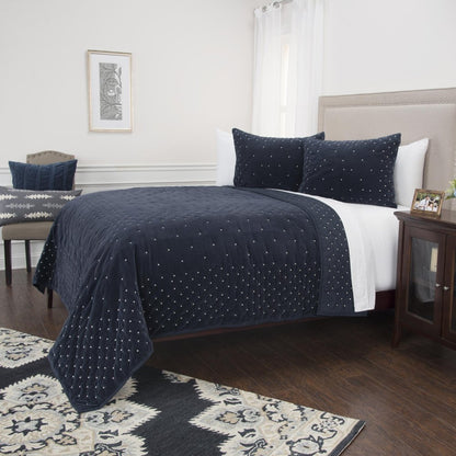 Indigo Polka Dots Queen Quilt
