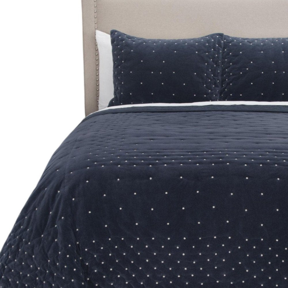 Indigo Polka Dots Queen Quilt