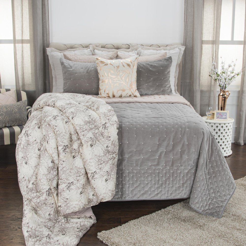 Gray Polka Dots King Quilt