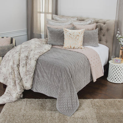 Gray Polka Dots King Quilt