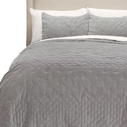 Gray Polka Dots King Quilt