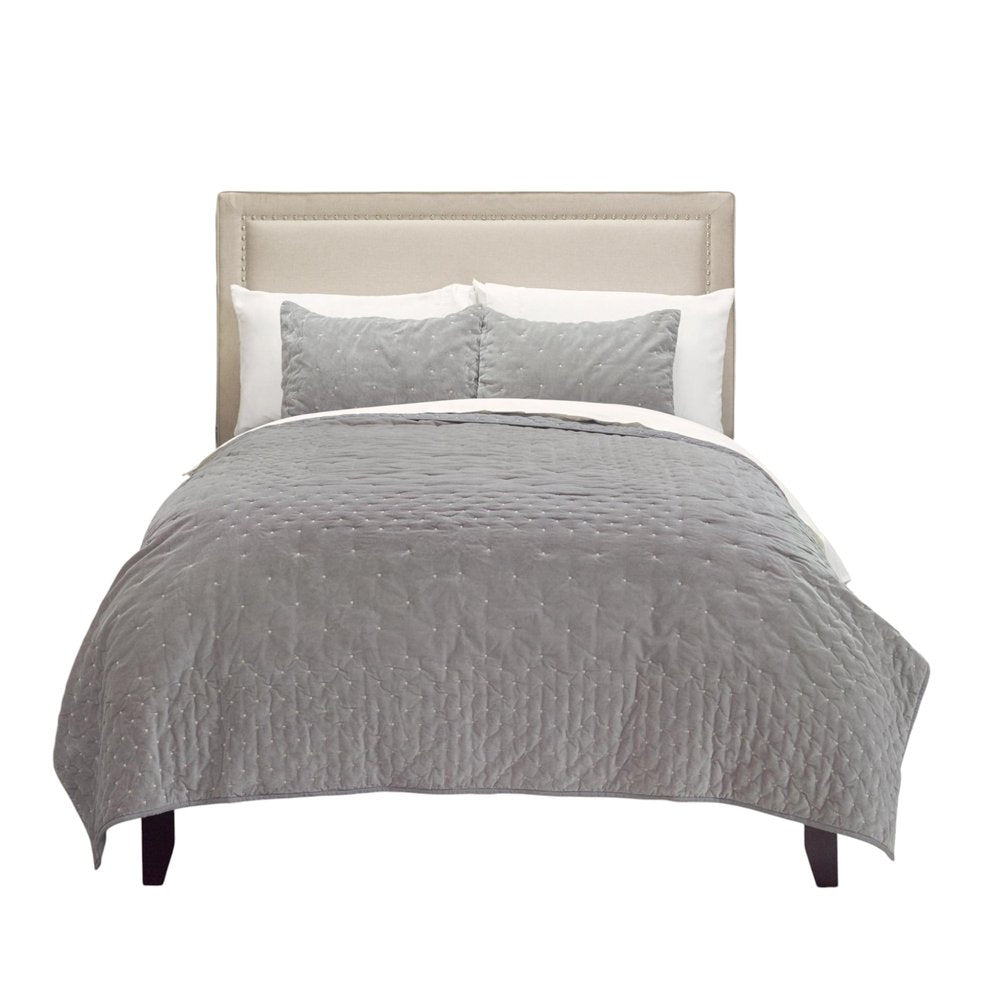 Gray Polka Dots King Quilt