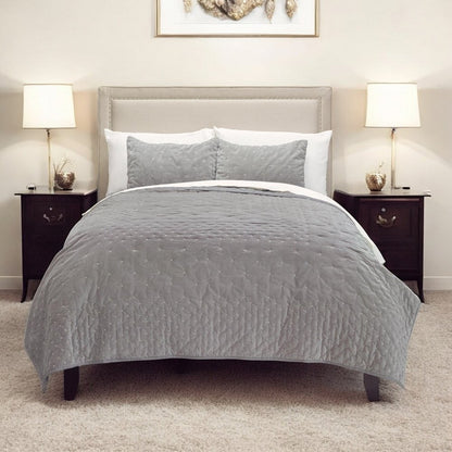 Gray Polka Dots Queen Quilt