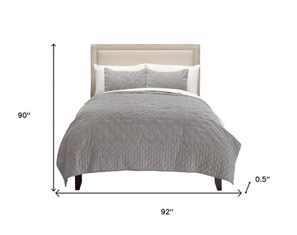 Gray Polka Dots Queen Quilt