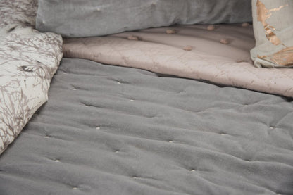 Gray Polka Dots Queen Quilt