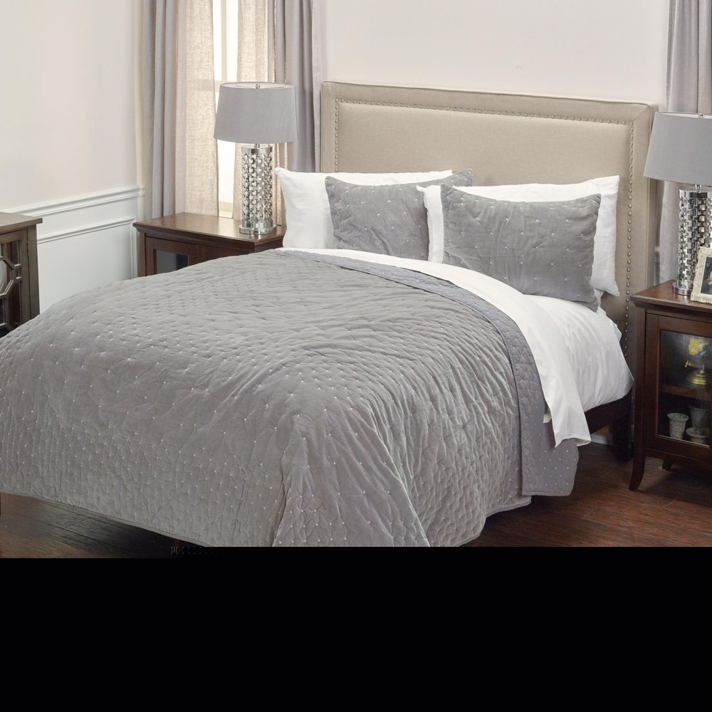 Gray Polka Dots Queen Quilt