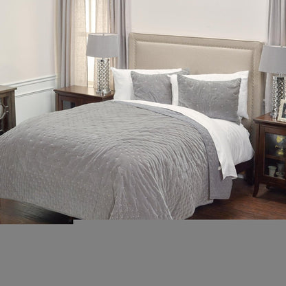 Gray Polka Dots Queen Quilt