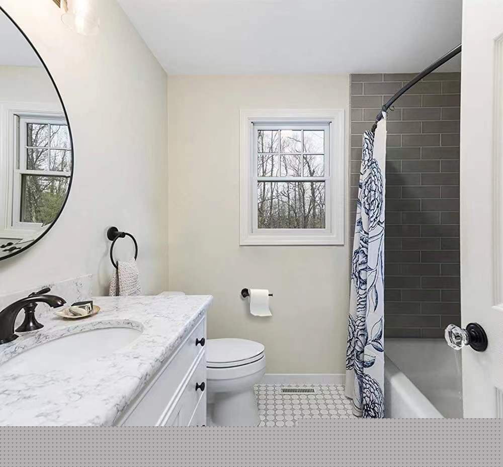 Set of Two Black Stainless Steel Wall Mount Towel Ring and Toilet Paper Holder