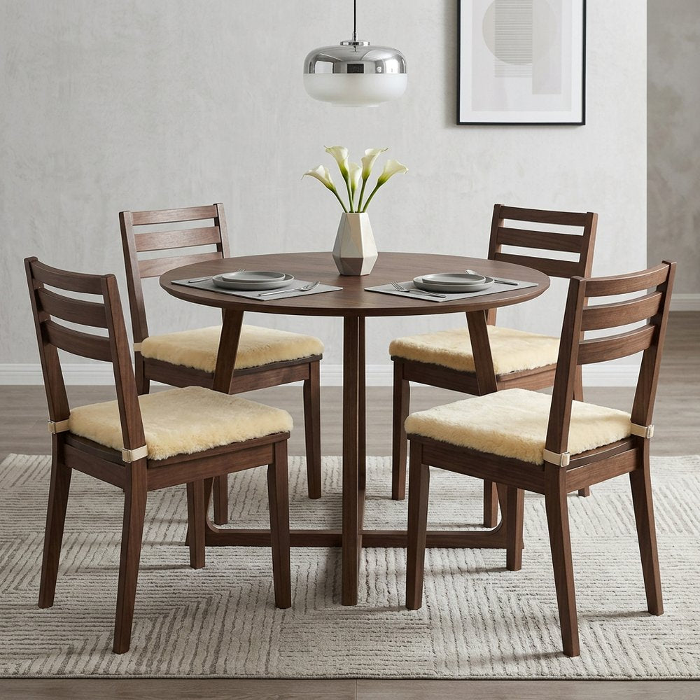 Set Of Four 17" X 17" Cornsilk Linen Solid Color Dining Chair Pad