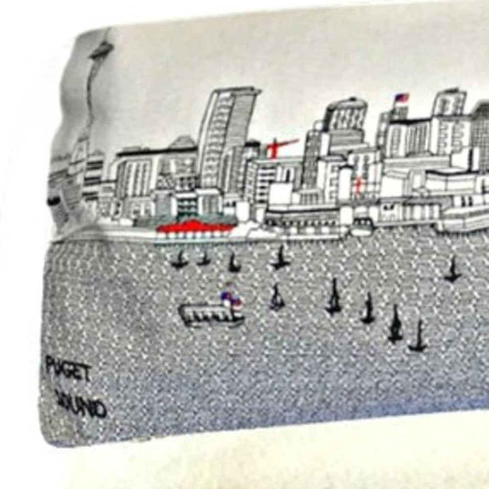 38" Cream Wool and Brown Ottoman