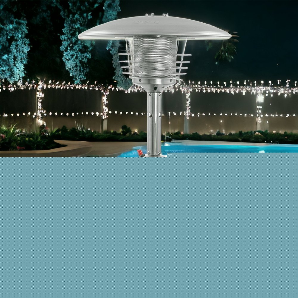 11000 BTU Silver Steel Propane Cylindrical Pole Tabletop Patio Heater
