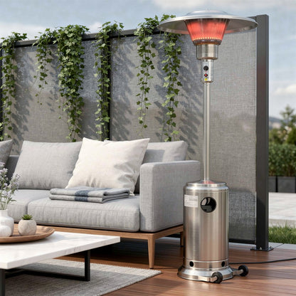 40000 BTU Silver Steel Propane Cylindrical Pole Standing Patio Heater