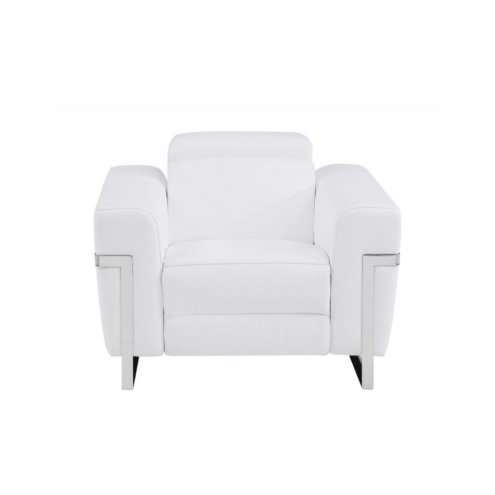 Three Piece White Italian Leather Six Person Seating Set