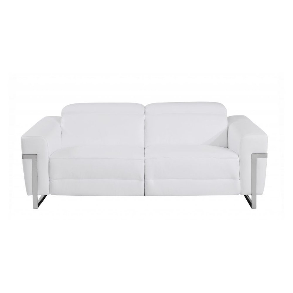 Three Piece White Italian Leather Six Person Seating Set