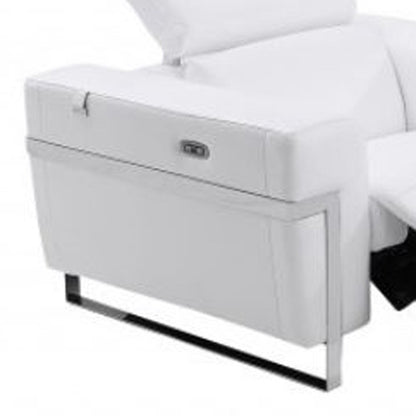 Three Piece White Italian Leather Six Person Seating Set