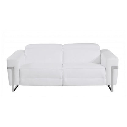 Two Piece White Italian Leather Five Person Seating Set