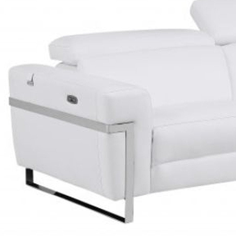 Two Piece White Italian Leather Five Person Seating Set