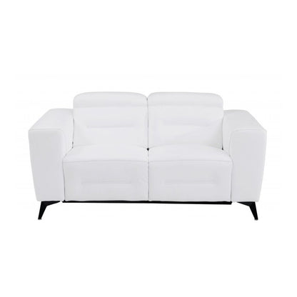 Three Piece White Italian Leather Six Person Seating Set