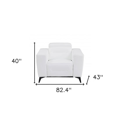 Three Piece White Italian Leather Six Person Seating Set