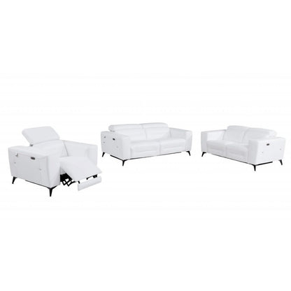 Three Piece White Italian Leather Six Person Seating Set