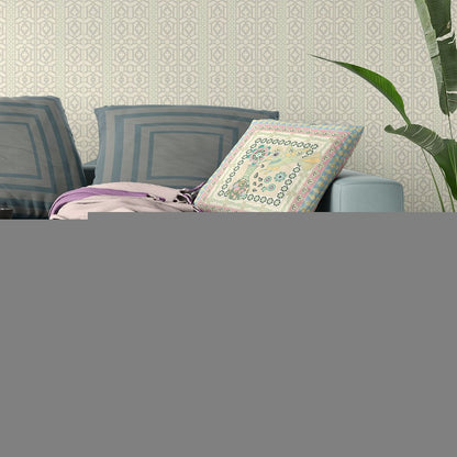 16" x 16" Blue and Beige Peacock Blown Seam Floral Indoor Outdoor Throw Pillow