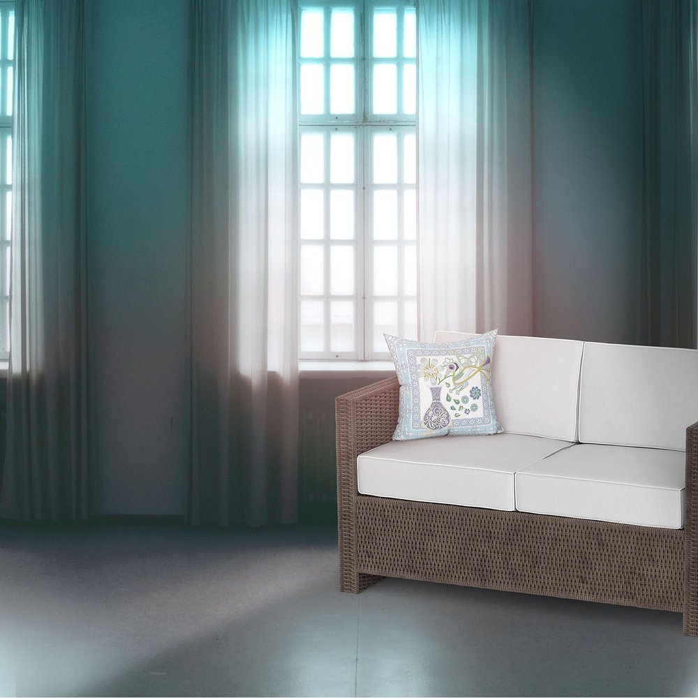 16" X 16" White And Grey Bird Blown Seam Abstract Indoor Outdoor Throw Pillow