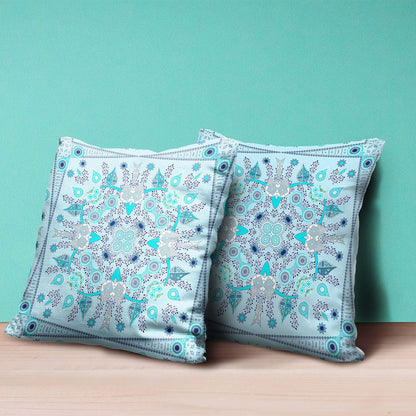16" X 16" Light Grey Blown Seam Floral Indoor Outdoor Throw Pillow