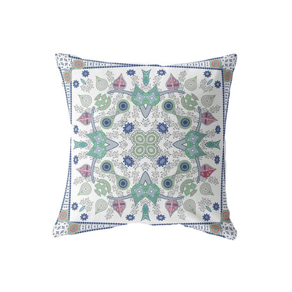 16" x 16" Off White Blown Seam Floral Indoor Outdoor Throw Pillow