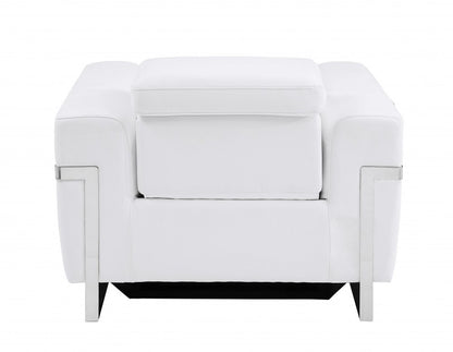 41" White Italian Leather Power Recliner Chair