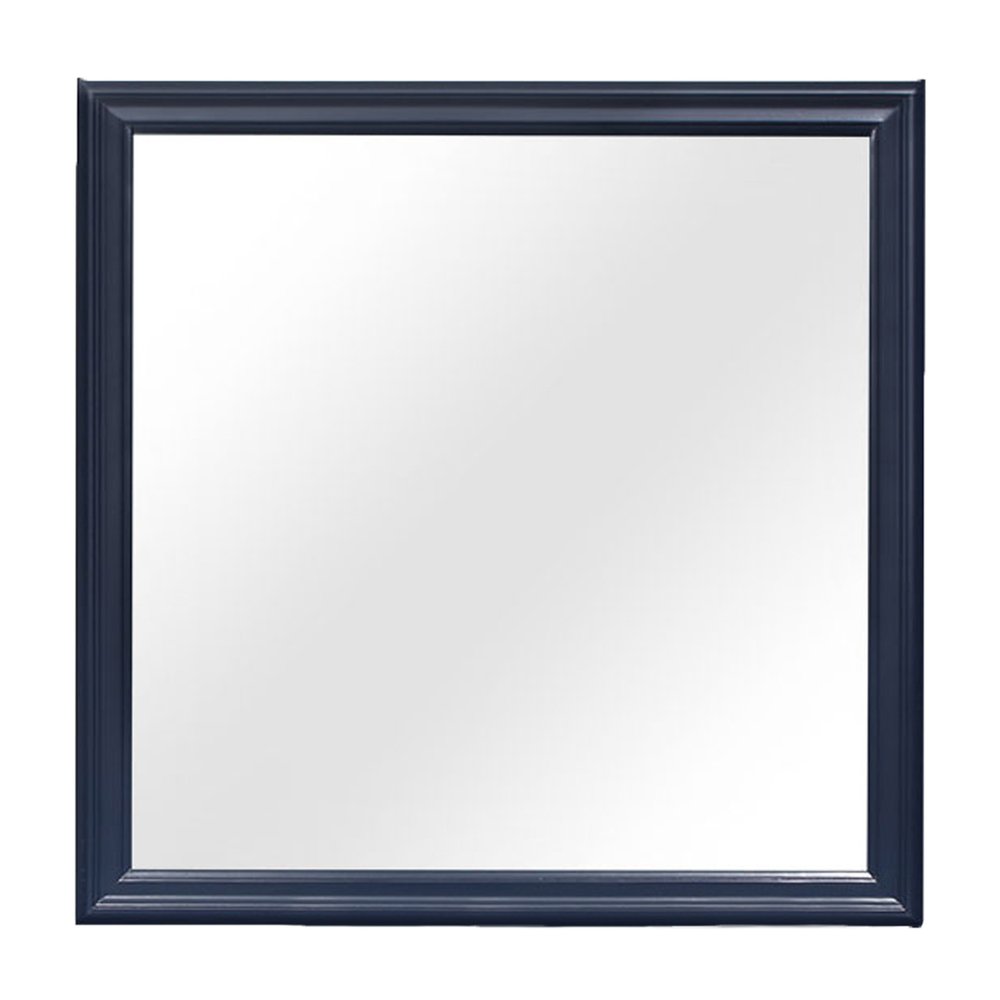 38" Blue Square Wood Framed Accent Mirror