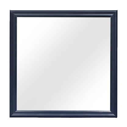 38" Blue Square Wood Framed Accent Mirror