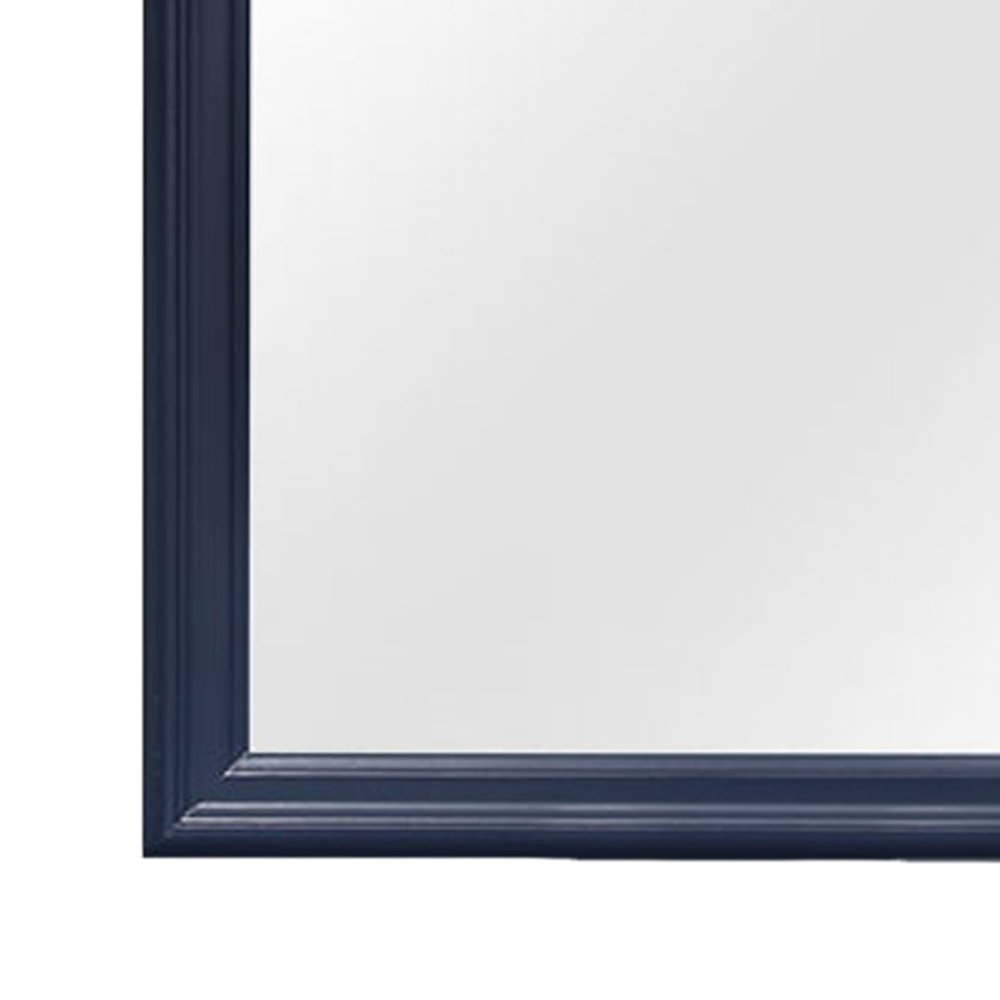 38" Blue Square Wood Framed Accent Mirror
