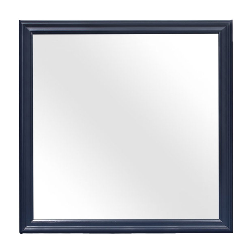 38" Blue Square Wood Framed Accent Mirror