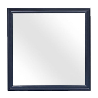 38" Blue Square Wood Framed Accent Mirror