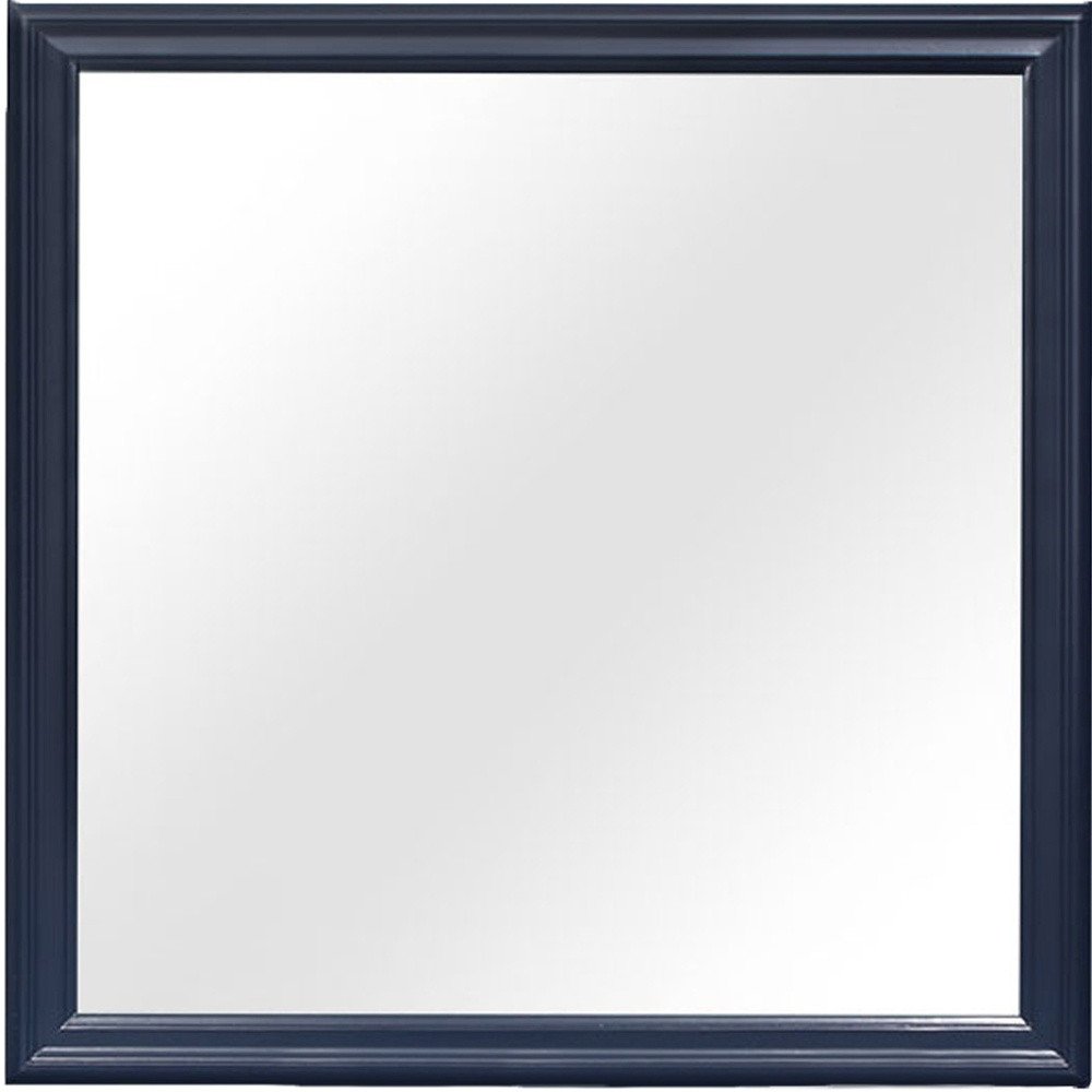 38" Blue Square Wood Framed Accent Mirror