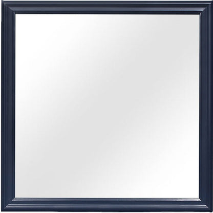 38" Blue Square Wood Framed Accent Mirror