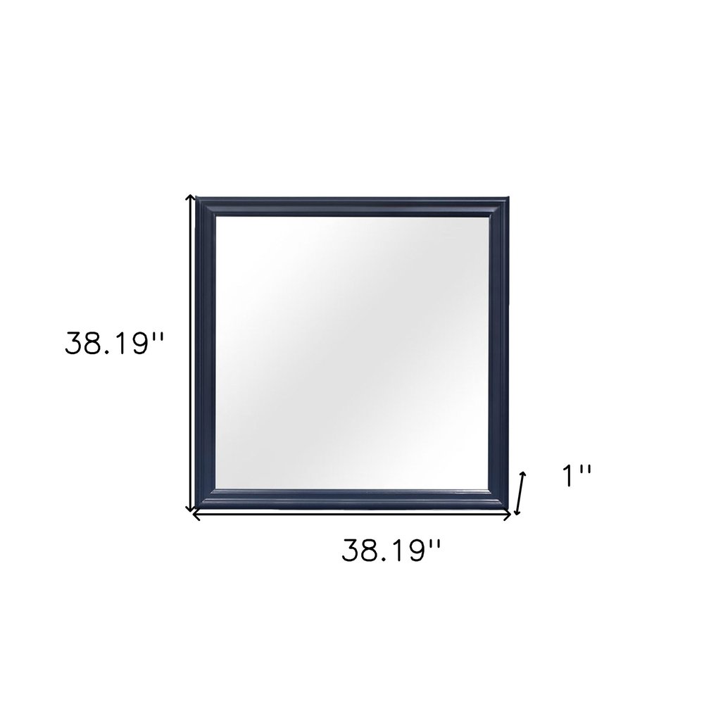 38" Blue Square Wood Framed Accent Mirror
