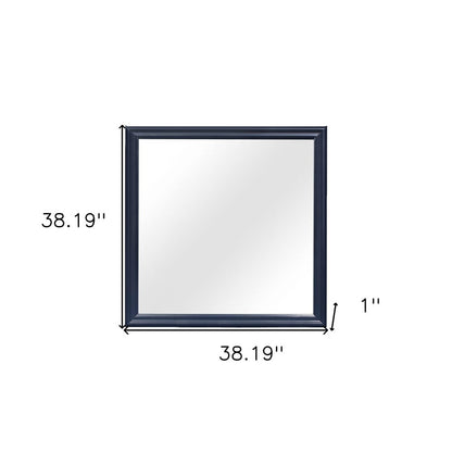 38" Blue Square Wood Framed Accent Mirror