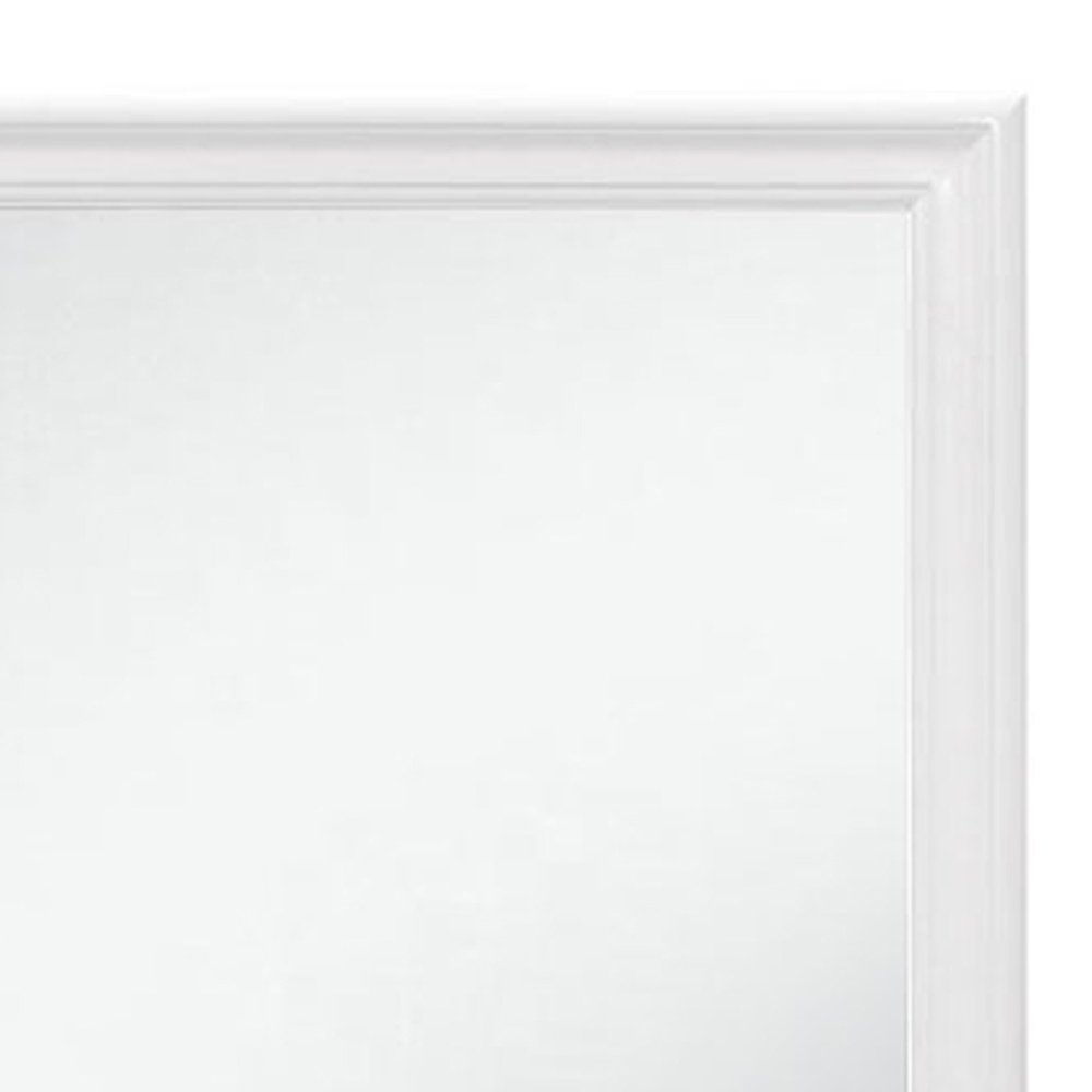 38" White Square Wood Framed Accent Mirror